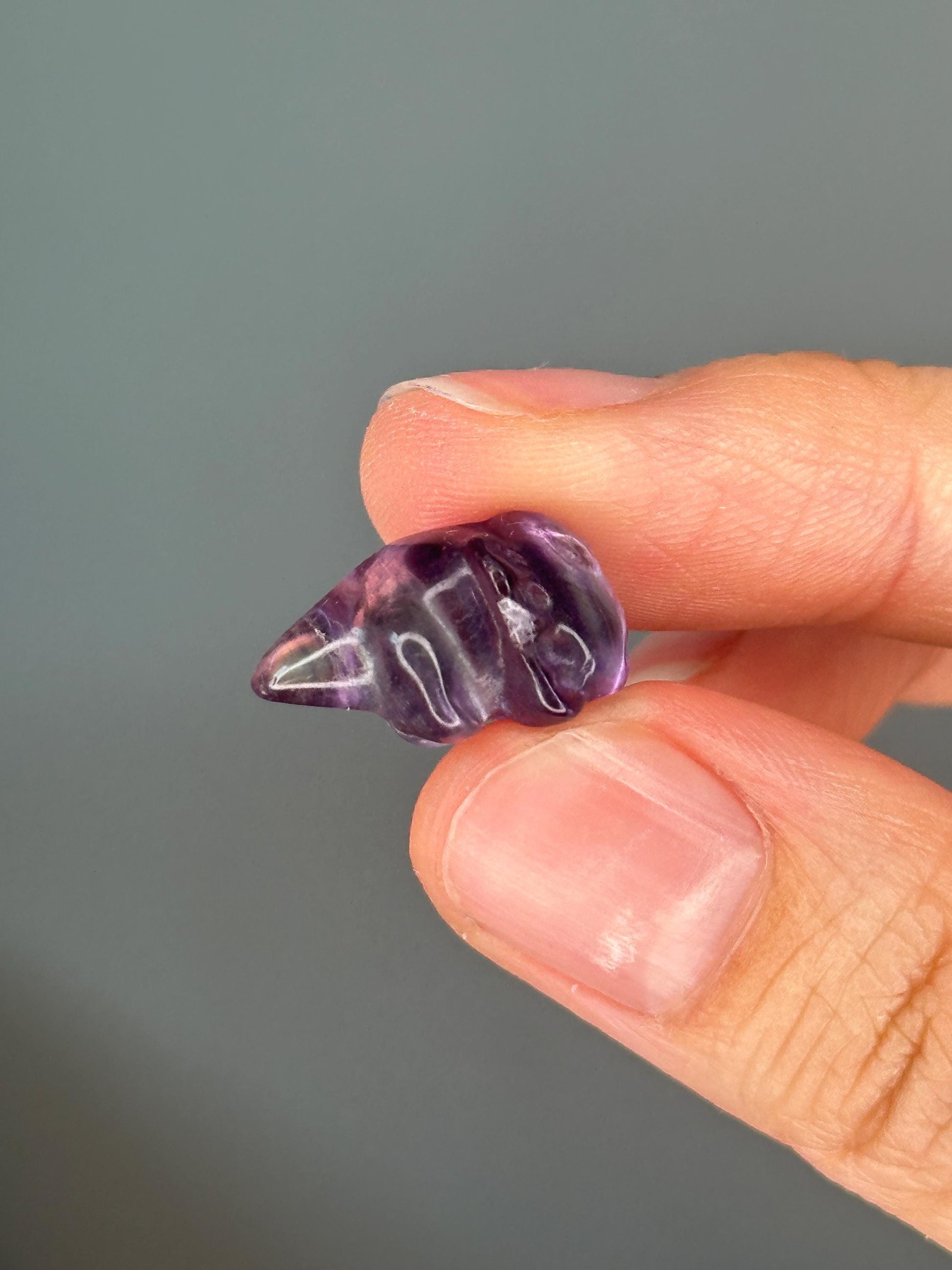 Mini Fluorite Axolotl Carving | Whimsical Crystal Creature for Joy, Transformation & Calm | Pocket-Sized Gemstone Figurine