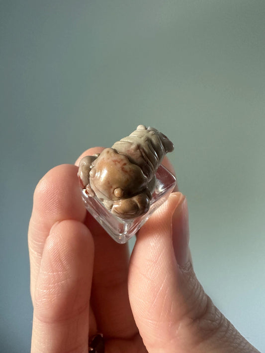 Mini Alashan Agate Lobster – Carved Crystal Sea Animal, Gemstone Ocean Figurine, Unique Carving, Healing Stone Gift for Crustacean Lovers