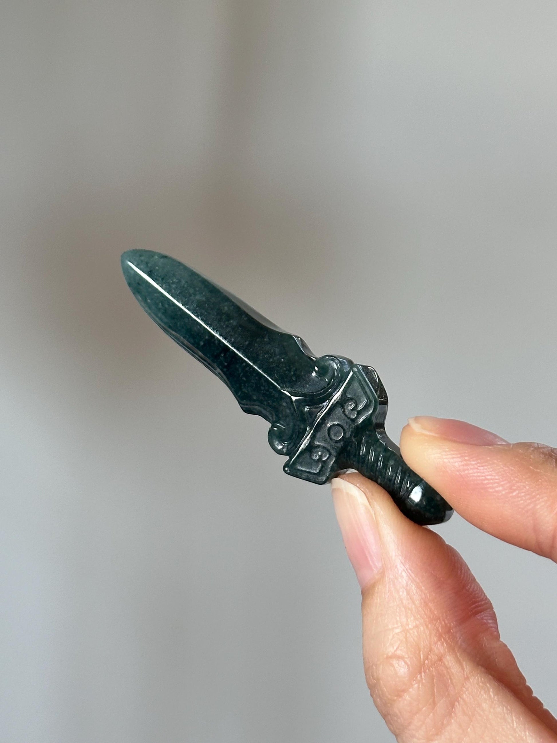 Blue Water Jade Sword – YOU PICK! Carved Crystal Blade, Gemstone Replica, Fantasy Decor, Spiritual Energy Tool, Unique Gift for Collectors