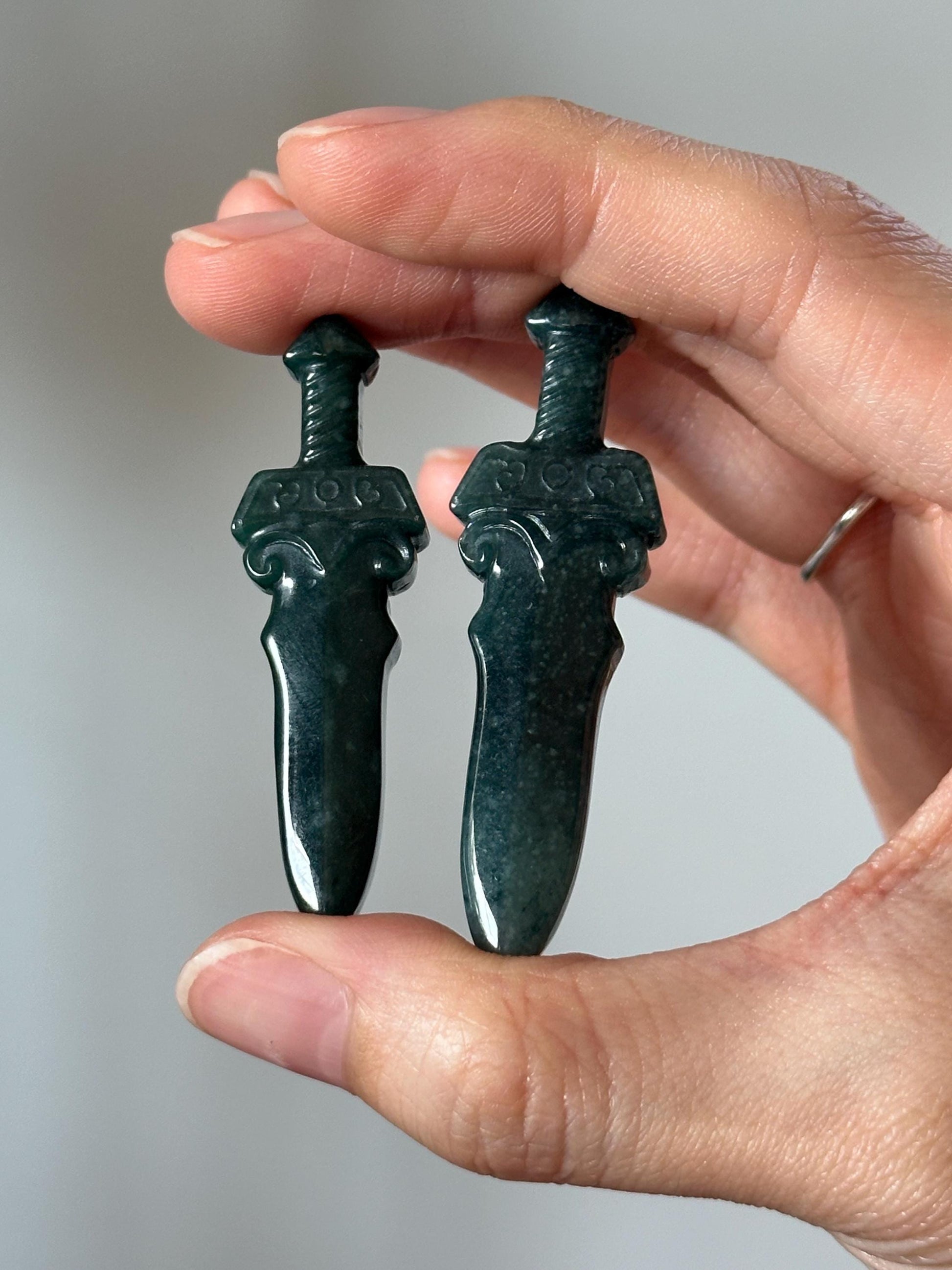 Blue Water Jade Sword – YOU PICK! Carved Crystal Blade, Gemstone Replica, Fantasy Decor, Spiritual Energy Tool, Unique Gift for Collectors