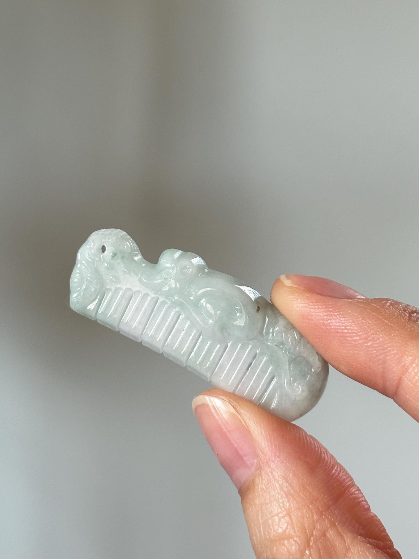 Mini Jade Comb with Mouse Predrilled Pendant – YOU PICK! Carved Gemstone Hair Comb, Unique Crystal Accessory, Symbolic Prosperity Gift
