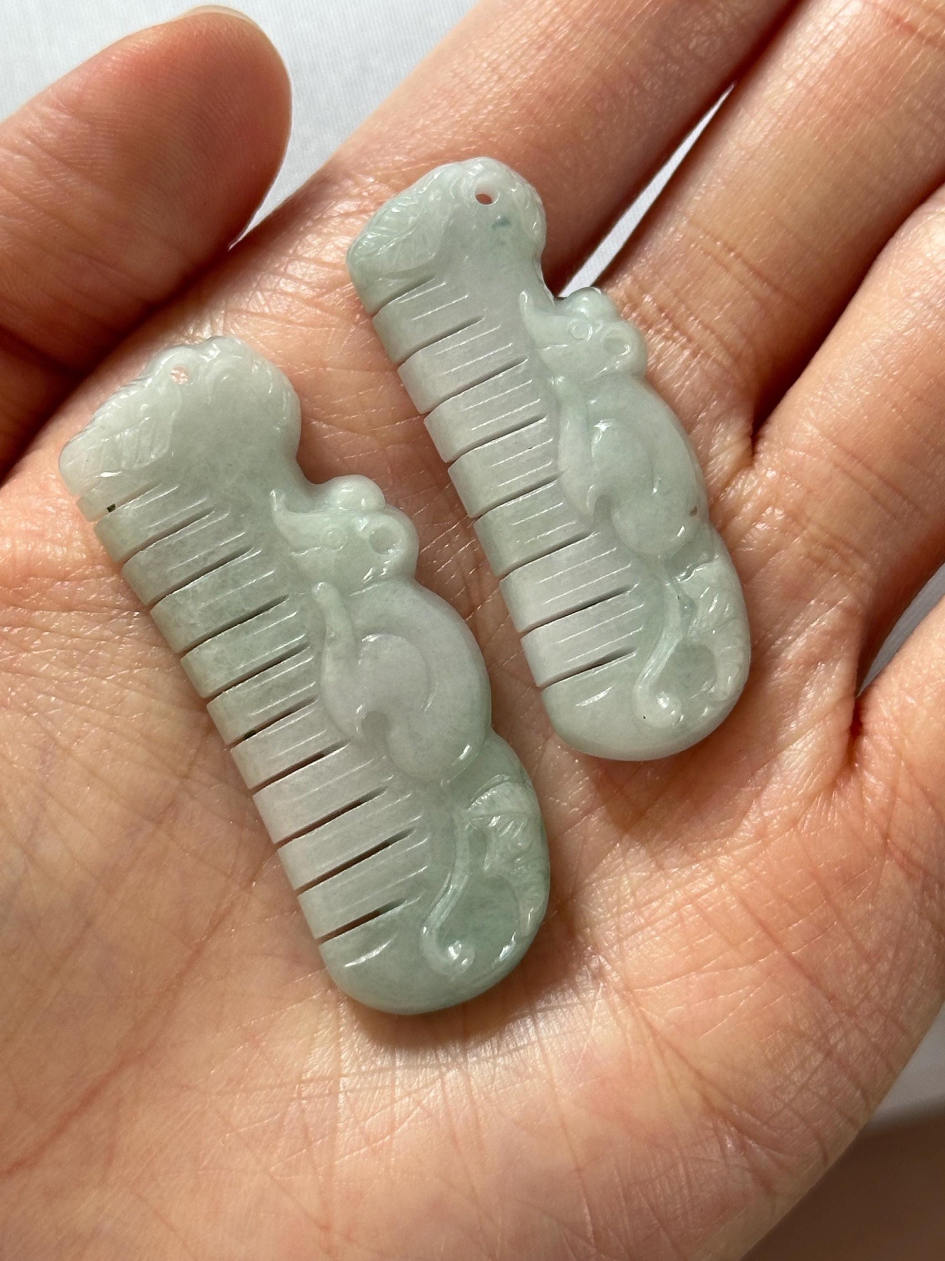 Mini Jade Comb with Mouse Predrilled Pendant – YOU PICK! Carved Gemstone Hair Comb, Unique Crystal Accessory, Symbolic Prosperity Gift