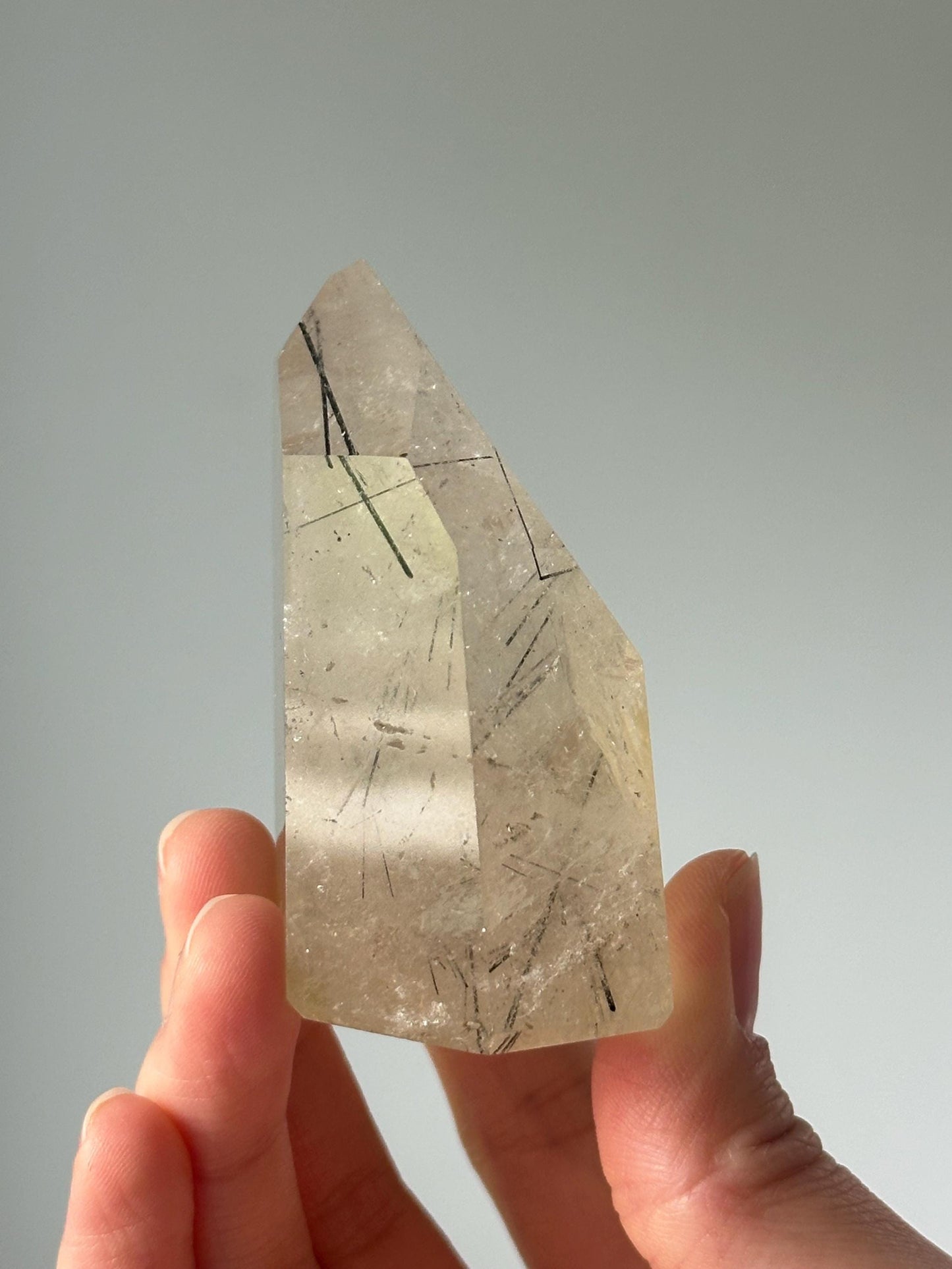 Light Citrine with Black Tourmaline Tower | Crystal for Protection, Confidence & Abundance | Unique Energy Stone