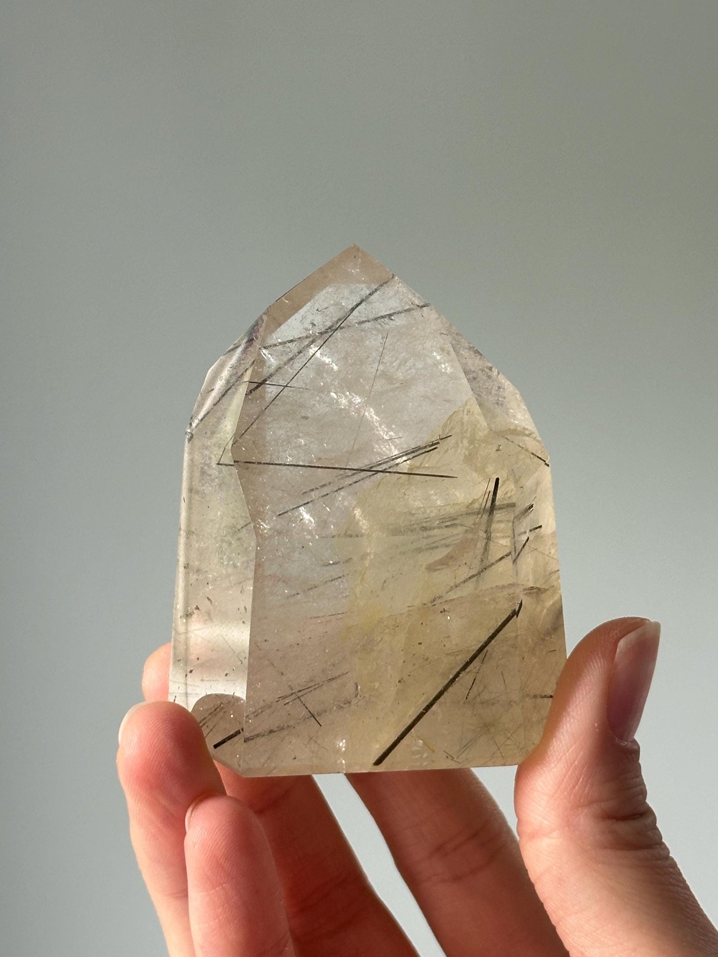 Light Citrine with Black Tourmaline Tower | Crystal for Protection, Confidence & Abundance | Unique Energy Stone