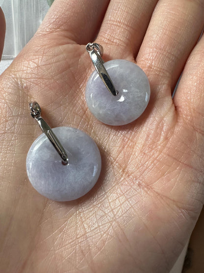 Light Lavender Jade Donut Pendant–YOU PICK! S925 Sterling Silver, Natural Jade Peace Amulet, Elegant Crystal Jewelry, Good Luck Gift