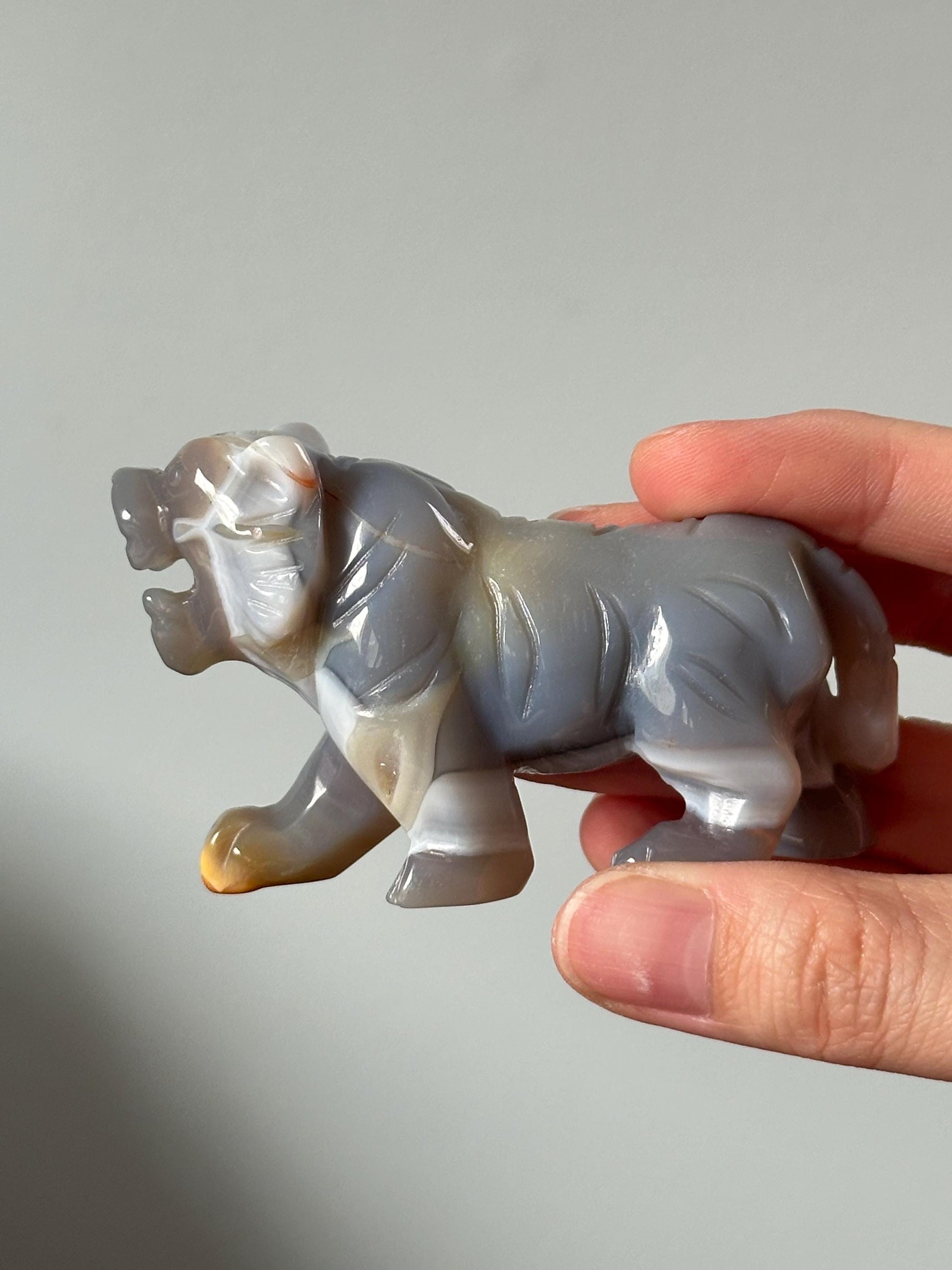 Banded Agate Tiger – YOU PICK! Carved Gemstone Animal Figurine, Natural Crystal Tiger Sculpture, Powerful Wildlife Decor, Unique Gift