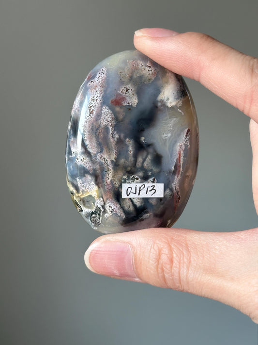 Ocean Jasper Palmstone – Natural Crystal Pocket Stone, Polished Gemstone for Calming Energy, Meditation, and Unique Gift Idea