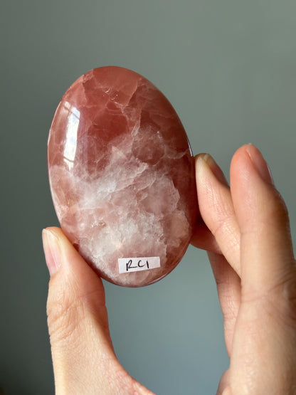 Rose Calcite Palm Stone - YOU PICK!