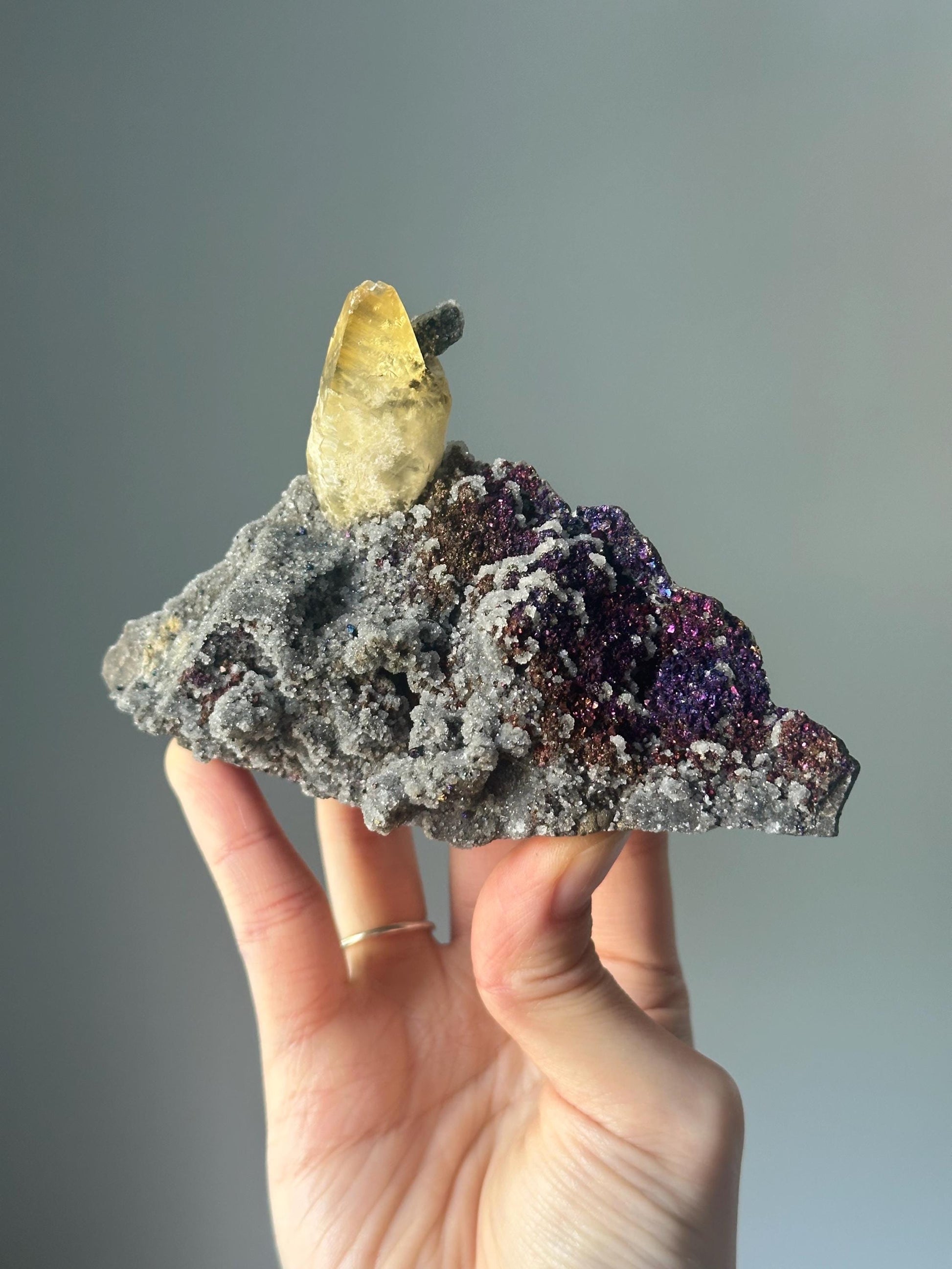 Golden Calcite with Chalcopyrite from Casteel Mine, Missouri | Collector Mineral Specimen with Metallic Flash & Golden Clarity