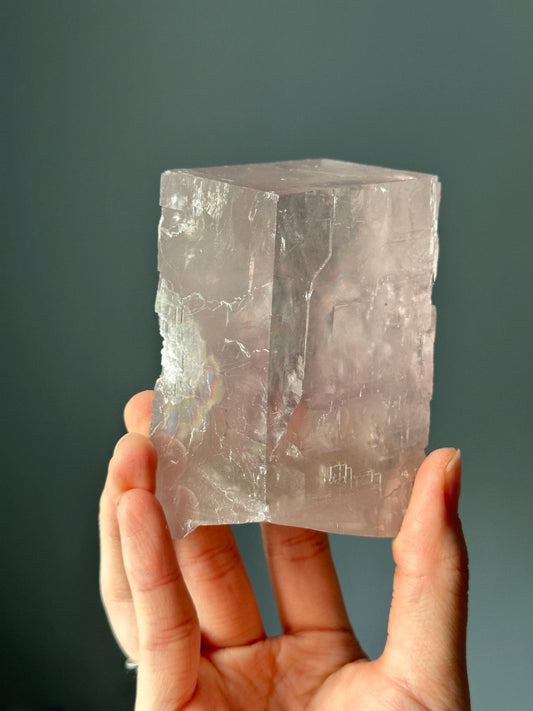 Lavender Balmat Calcite Cleave with Pyrite | Sharp, Transparent Crystal from New York| Natural Collector’s Specimen or Display Stone
