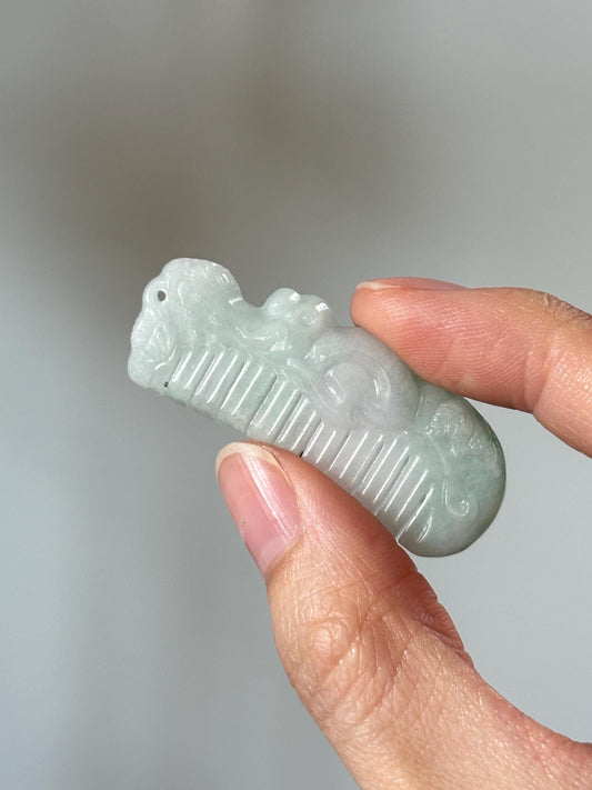 Mini Jade Comb with Mouse Predrilled Pendant – YOU PICK! Carved Gemstone Hair Comb, Unique Crystal Accessory, Symbolic Prosperity Gift