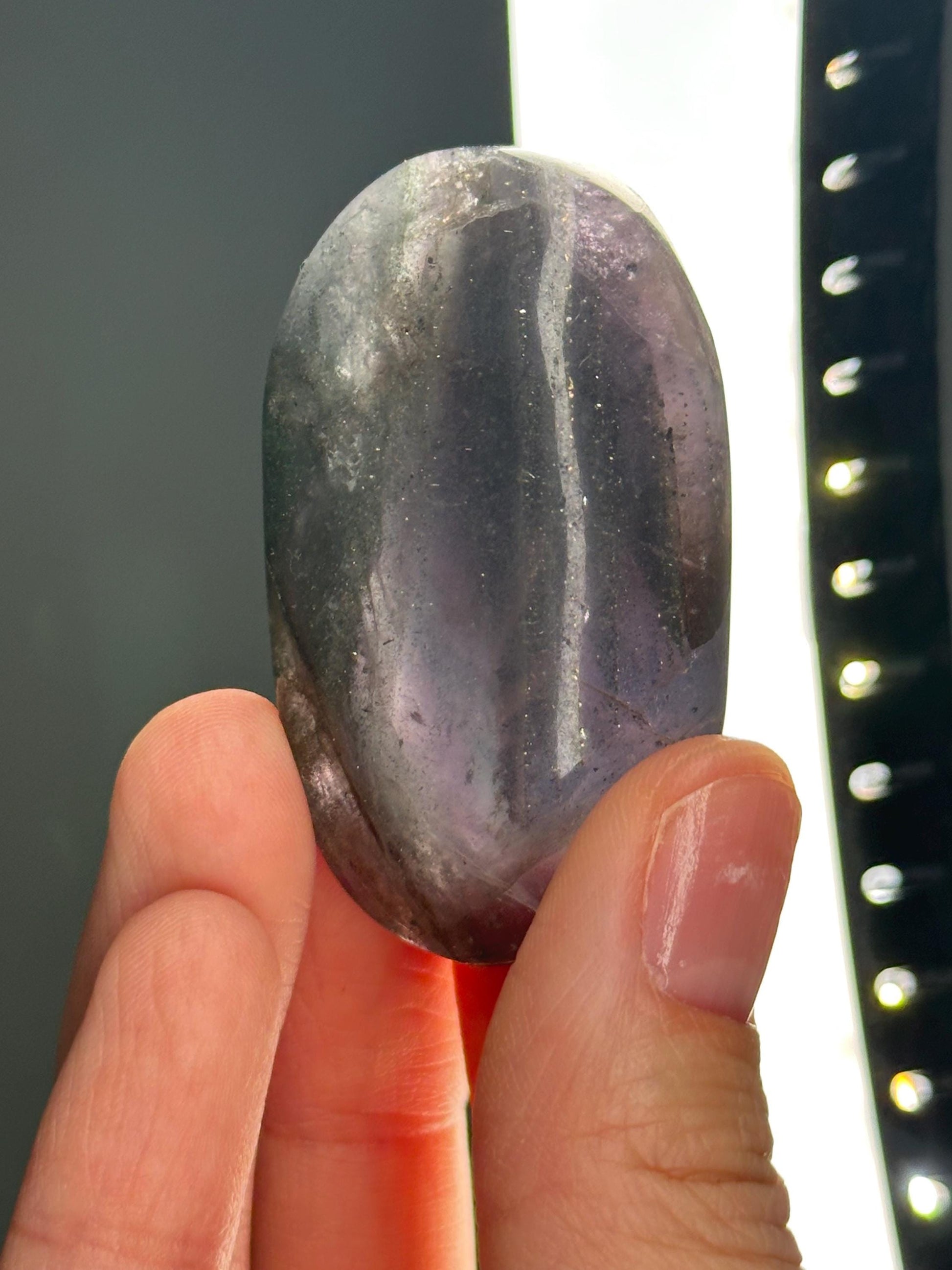Fluorite with Pyrite Palmstone – Polished Crystal for Focus & Confidence, Natural Gemstone Combo, Energy Tool, Unique Decor Piece