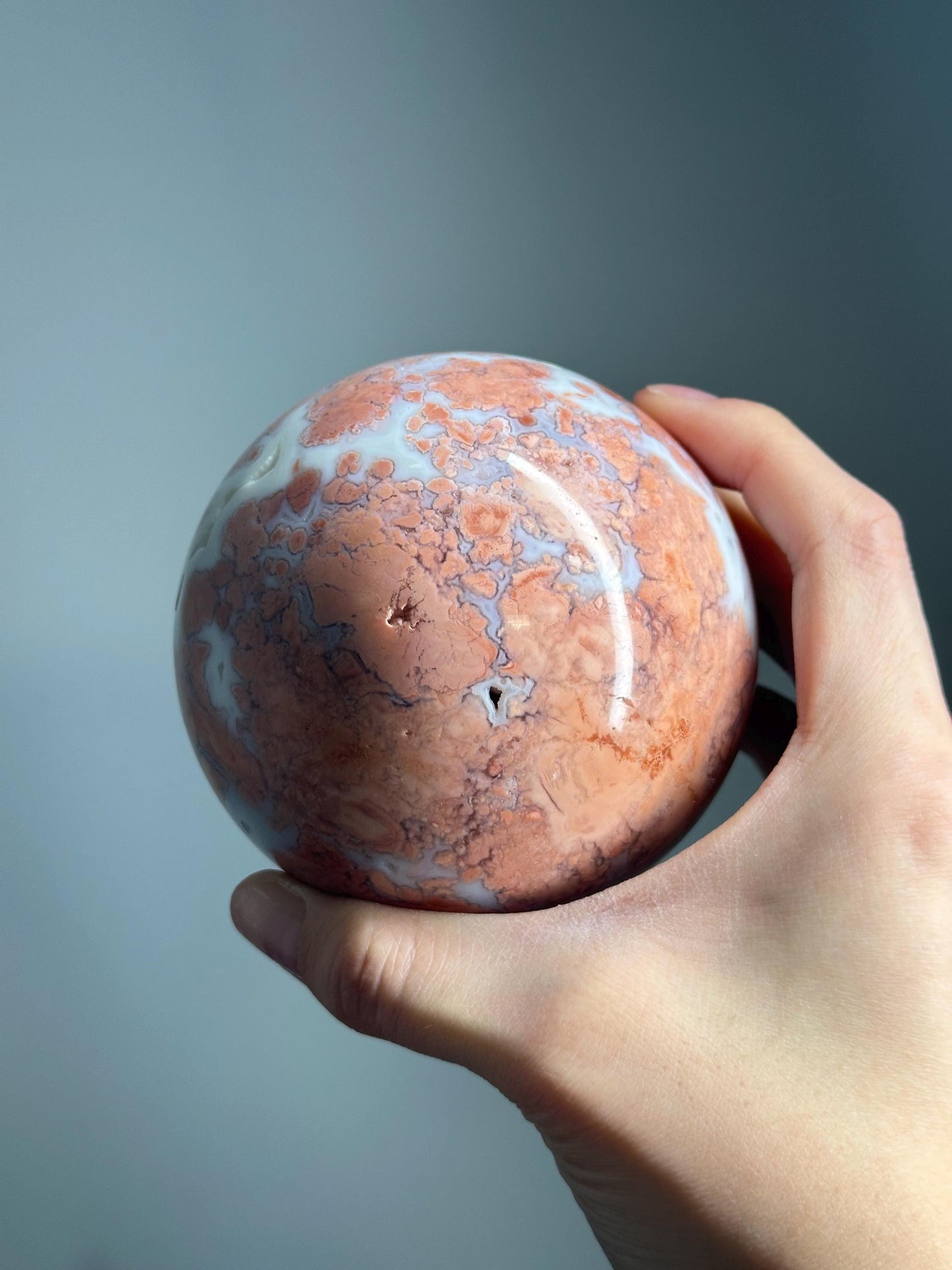 Cotton Candy Agate Sphere – Polished Pink Crystal Ball, Natural Gemstone with Soft Swirls, Calming Decor, Sweet Display or Stone