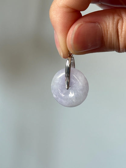 Light Lavender Jade Donut Pendant–YOU PICK! S925 Sterling Silver, Natural Jade Peace Amulet, Elegant Crystal Jewelry, Good Luck Gift