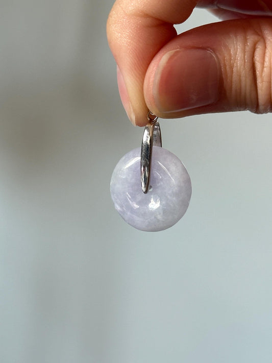 Light Lavender Jade Donut Pendant–YOU PICK! S925 Sterling Silver, Natural Jade Peace Amulet, Elegant Crystal Jewelry, Good Luck Gift