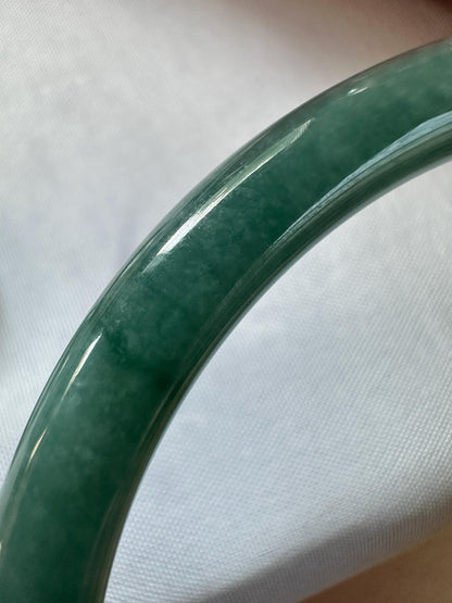 Slim Round Blue Water Jade Bangle – 58mm Natural Jade Bracelet, Polished Crystal Jewelry, Minimalist Gemstone Bangle, Calming Gift