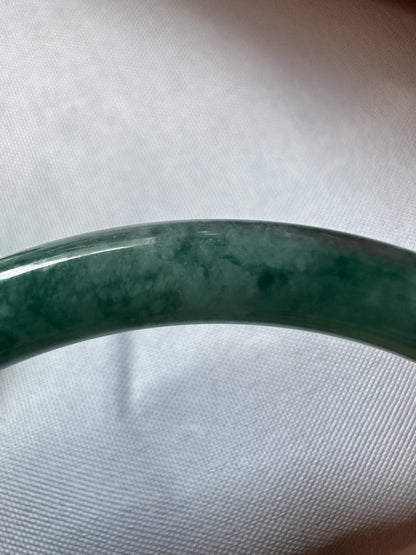 Slim Round Blue Water Jade Bangle – 58mm Natural Jade Bracelet, Polished Crystal Jewelry, Minimalist Gemstone Bangle, Calming Gift