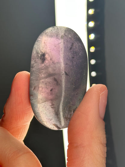 Fluorite with Pyrite Palmstone – Polished Crystal for Focus & Confidence, Natural Gemstone Combo, Energy Tool, Unique Decor Piece