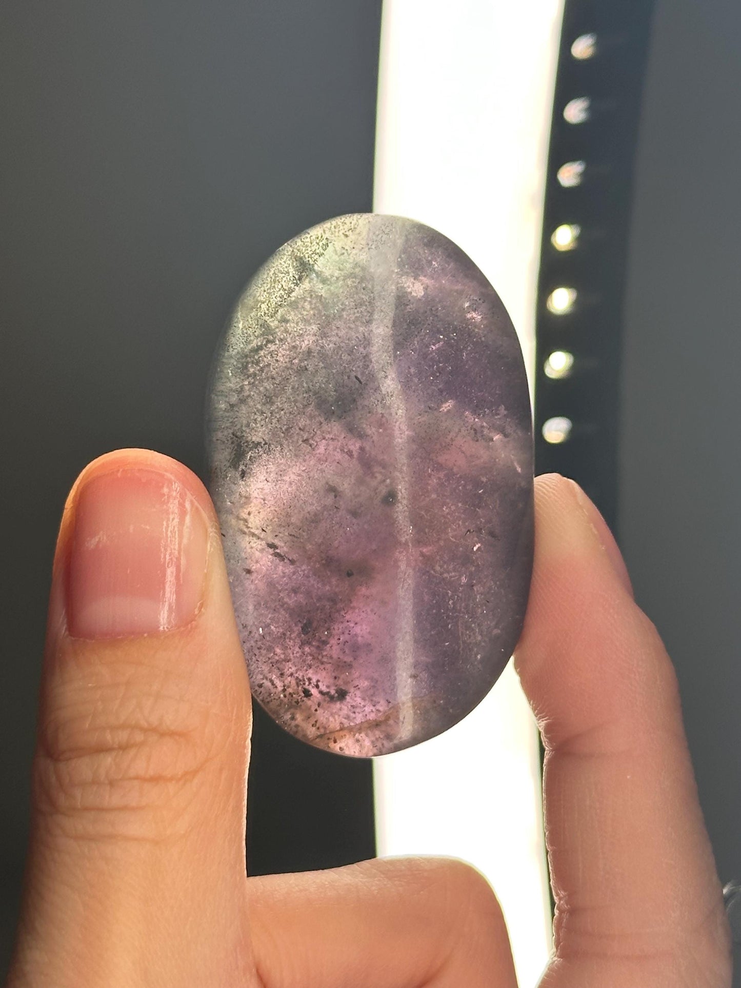 Fluorite with Pyrite Palmstone – Polished Crystal for Focus & Confidence, Natural Gemstone Combo, Energy Tool, Unique Decor Piece