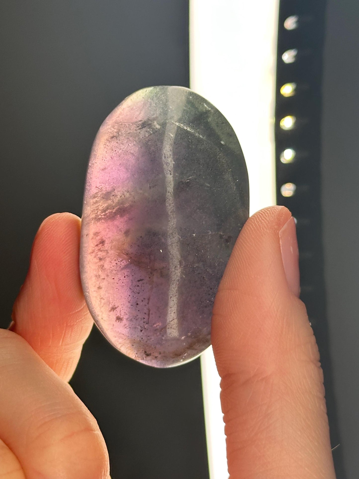 Fluorite with Pyrite Palmstone – Polished Crystal for Focus & Confidence, Natural Gemstone Combo, Energy Tool, Unique Decor Piece