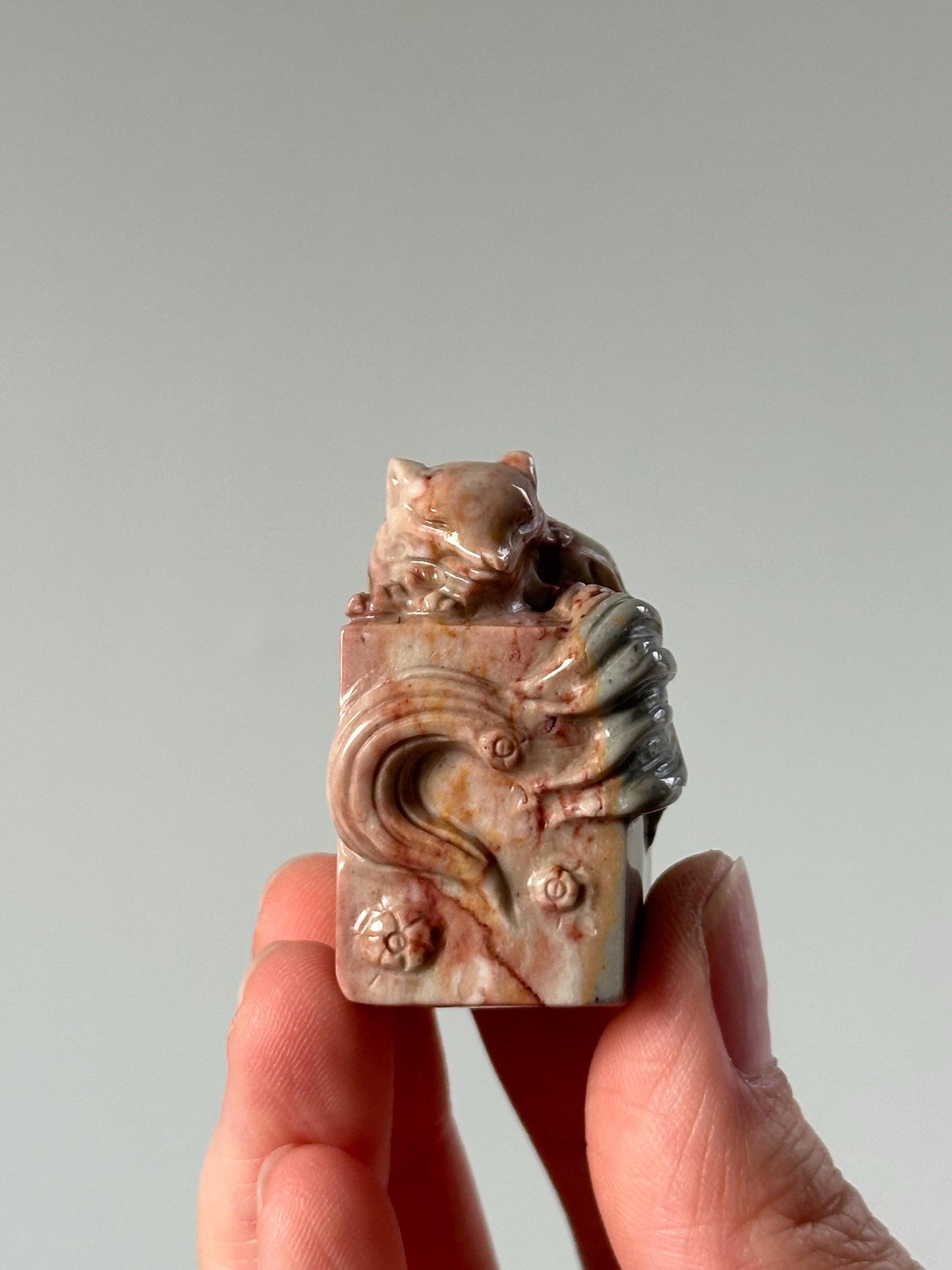 Mini Sleeping Fox on Column – YOU PICK! Carved Crystal Animal Sculpture, Gemstone Fox Figurine, Unique Decor, Collectible Crystal Display