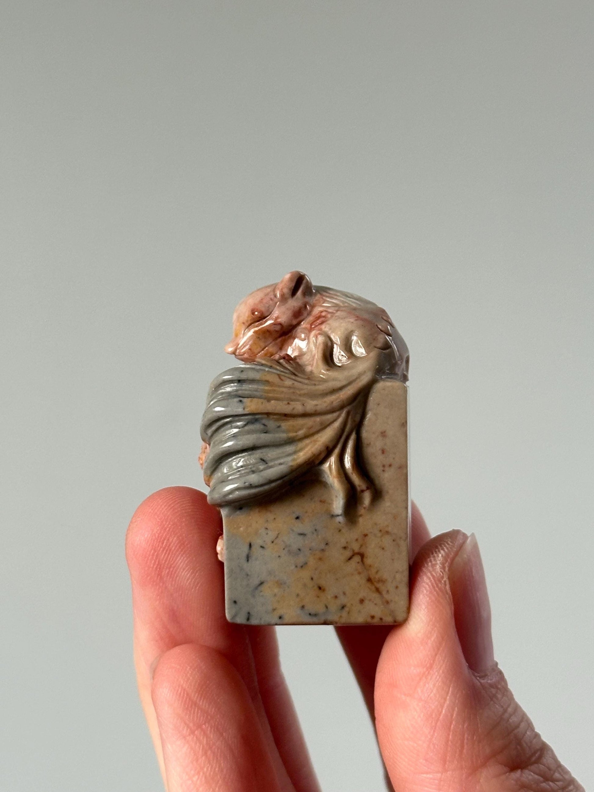 Mini Sleeping Fox on Column – YOU PICK! Carved Crystal Animal Sculpture, Gemstone Fox Figurine, Unique Decor, Collectible Crystal Display
