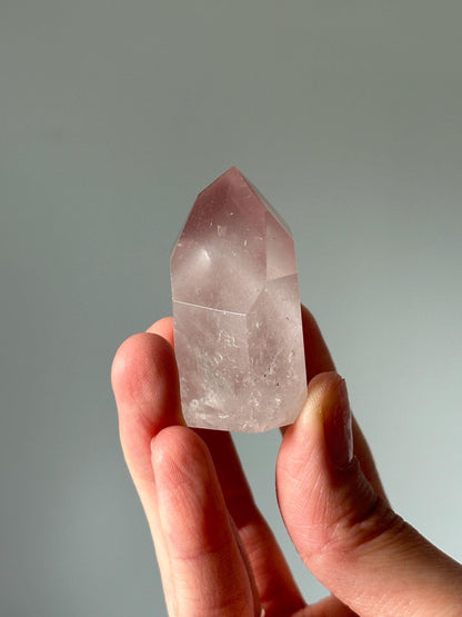 Pink Lithium Quartz Tower – Polished Crystal Point, Natural Soothing Stone for Emotional, Calming Gemstone Decor, Energy Tool