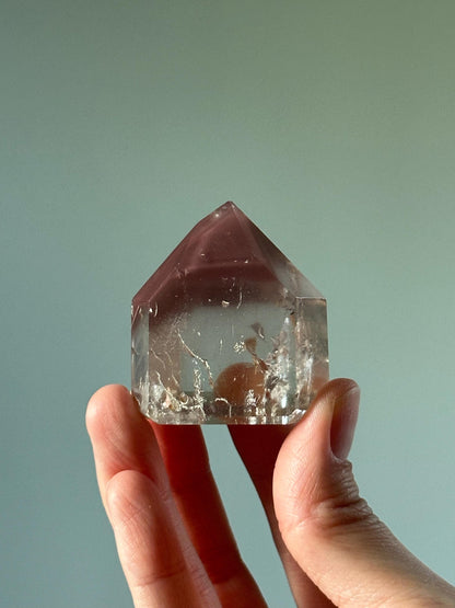 Pink Lithium Quartz Tower – Polished Crystal Point, Natural Soothing Stone for Emotional, Calming Gemstone Decor, Energy Tool