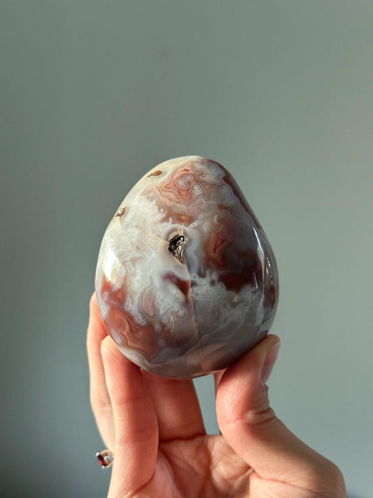 Swazi Agate Palm Stone – Polished Natural Gemstone with Unique Banding Patterns, Grounding Crystal for Meditation, or Decor Display