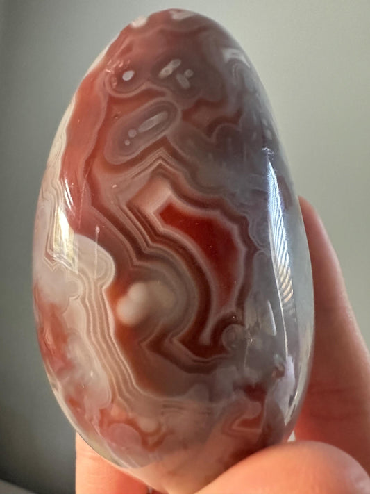 Swazi Agate Palm Stone – Polished Natural Gemstone with Unique Banding Patterns, Grounding Crystal for Meditation, or Decor Display