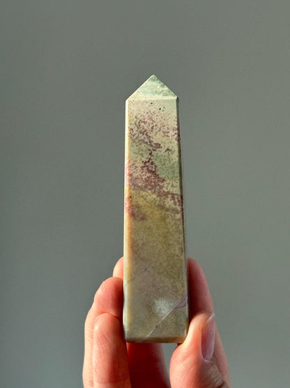 Unicorn Jasper Tower – Polished Crystal Point with Dreamy Swirls, Natural Soothing Gemstone for Grounding, and Spiritual Decor