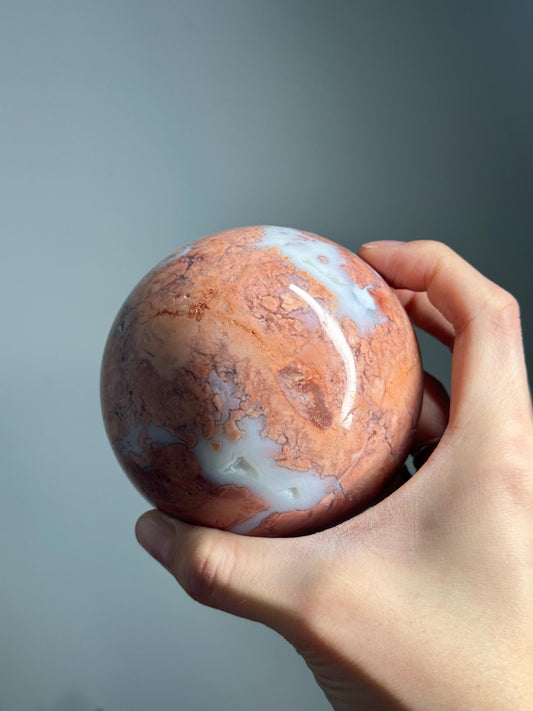 Cotton Candy Agate Sphere – Polished Pink Crystal Ball, Natural Gemstone with Soft Swirls, Calming Decor, Sweet Display or Stone