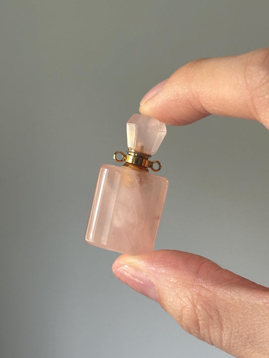 Mini Rose Quartz Perfume Bottle Pendant