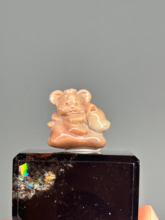 Mini Alashan Agate Mouse Riding Cat