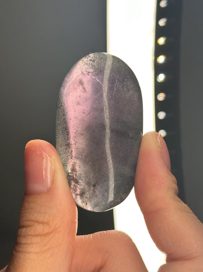 Fluorite with Pyrite Palmstone – Polished Crystal for Focus & Confidence, Natural Gemstone Combo, Energy Tool, Unique Decor Piece