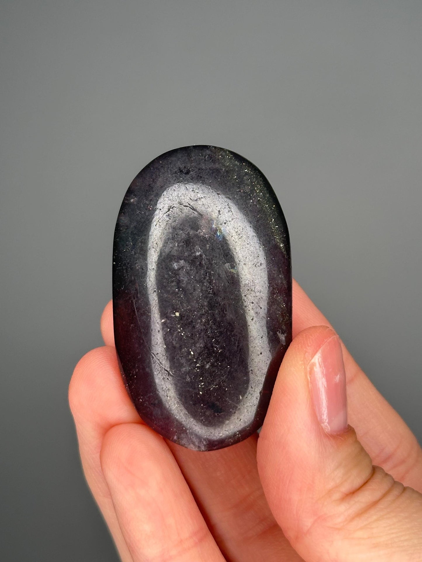 Fluorite with Pyrite Palmstone – Polished Crystal for Focus & Confidence, Natural Gemstone Combo, Energy Tool, Unique Decor Piece