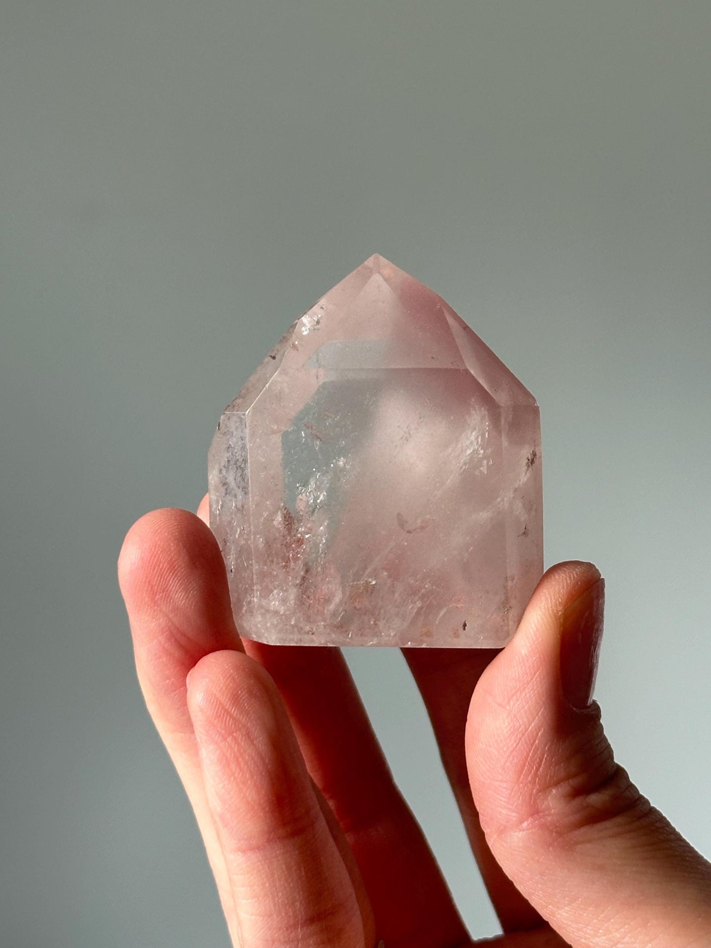 Pink Lithium Quartz Tower – Polished Crystal Point, Natural Soothing Stone for Emotional, Calming Gemstone Decor, Energy Tool