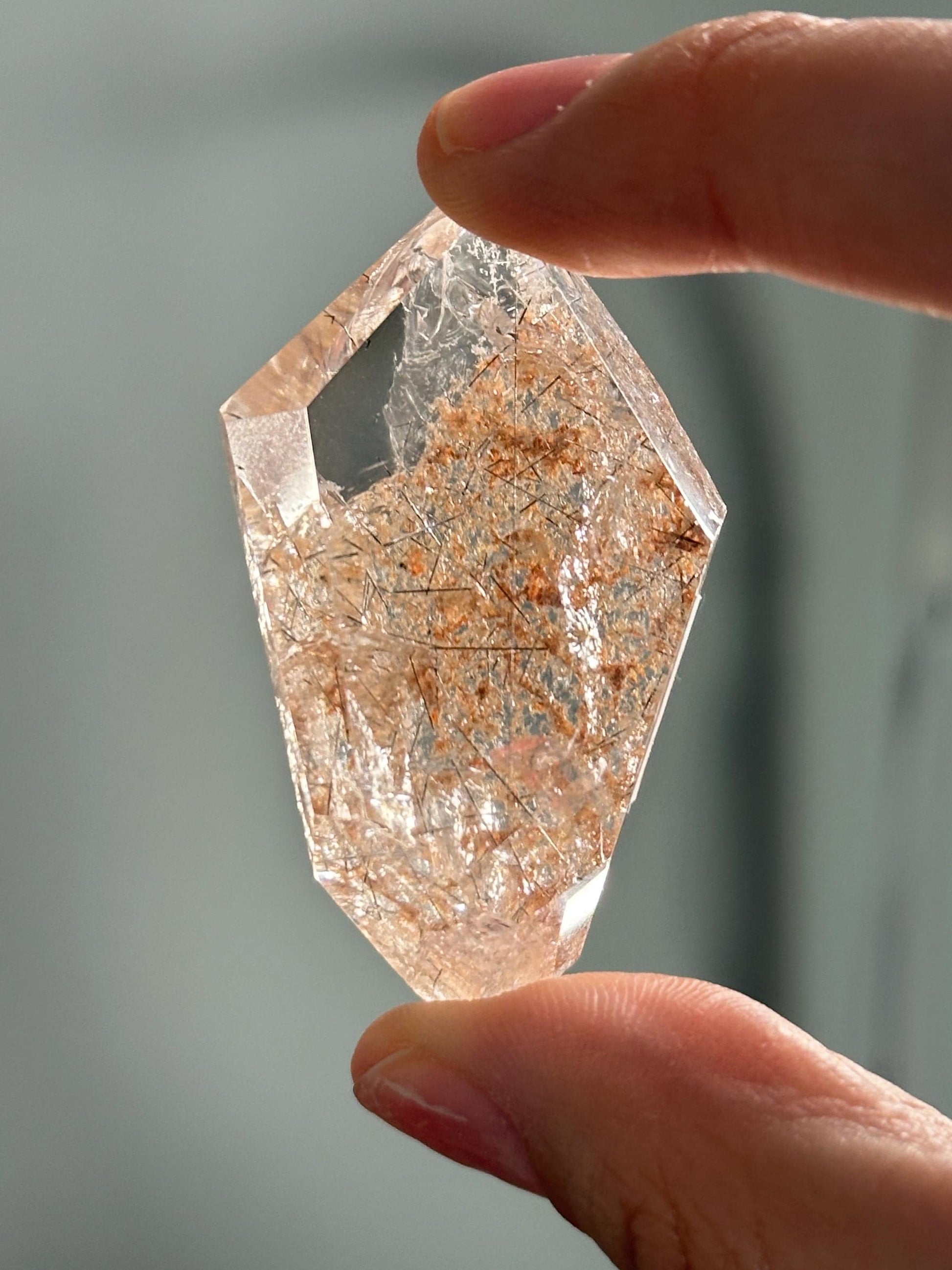 Garden Quartz with Rutile on Stand – Natural Lodolite Crystal, Scenic Inclusion Gemstone, Polished Display Piece, Unique Collector Decor