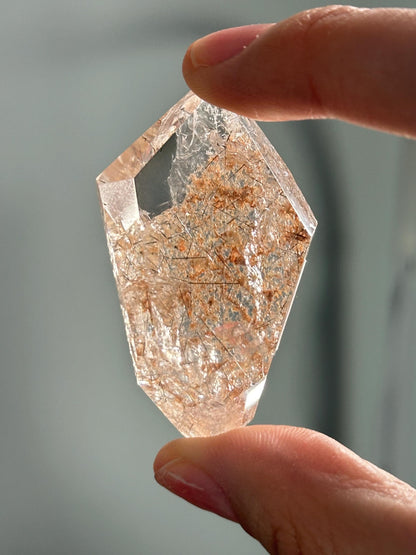 Garden Quartz with Rutile on Stand – Natural Lodolite Crystal, Scenic Inclusion Gemstone, Polished Display Piece, Unique Collector Decor