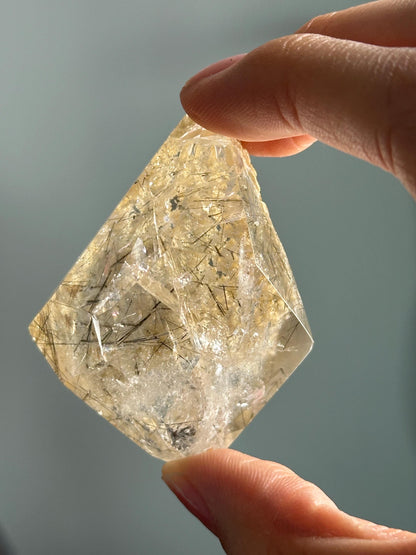 Garden Quartz with Rutile on Stand – Natural Lodolite Crystal, Scenic Inclusion Gemstone, Polished Display Piece, Unique Collector Decor