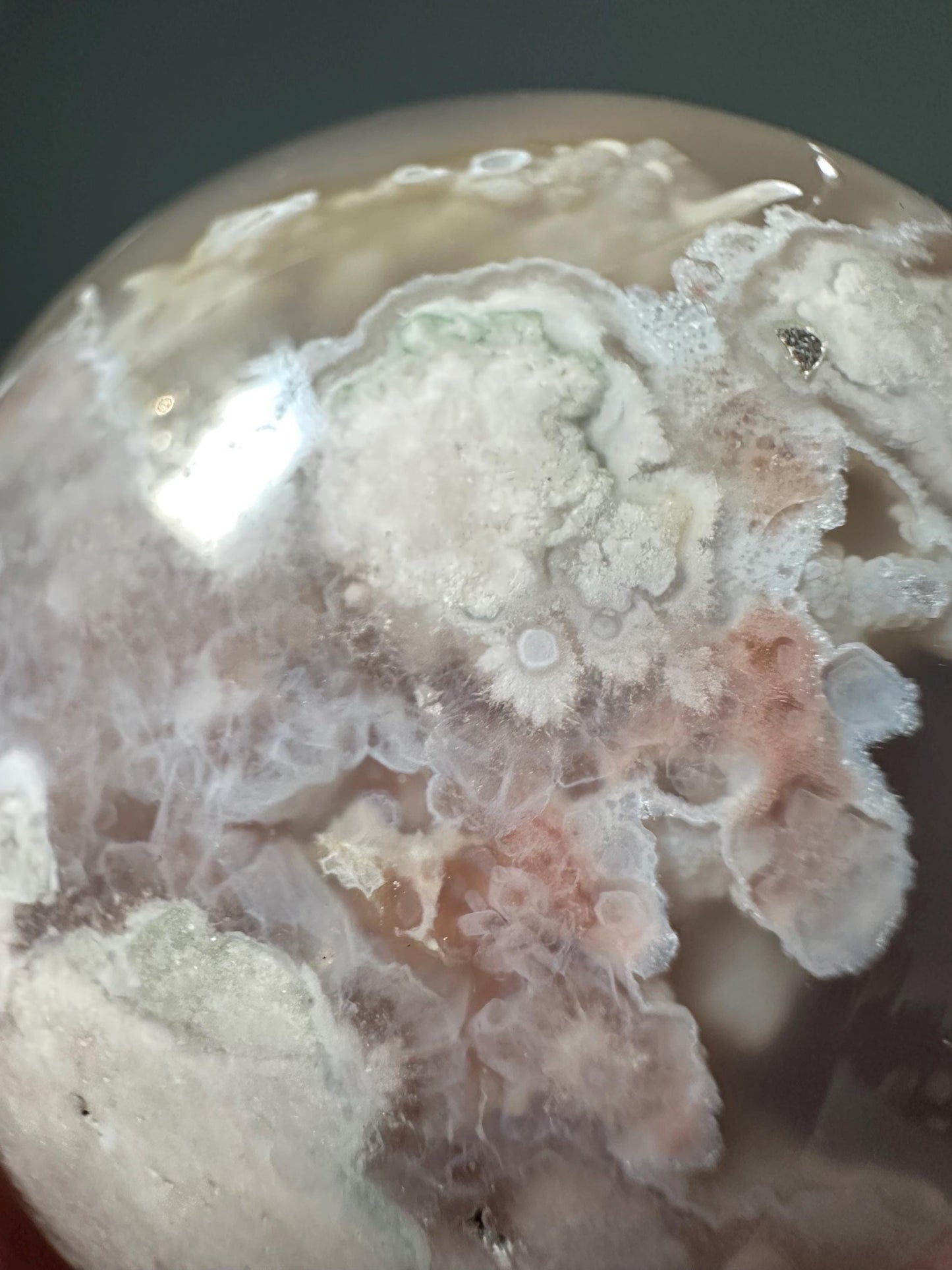 Black Flower Agate Sphere | Polished Crystal Ball | Natural Floral Patterns in Black Agate | Promotes Grounding