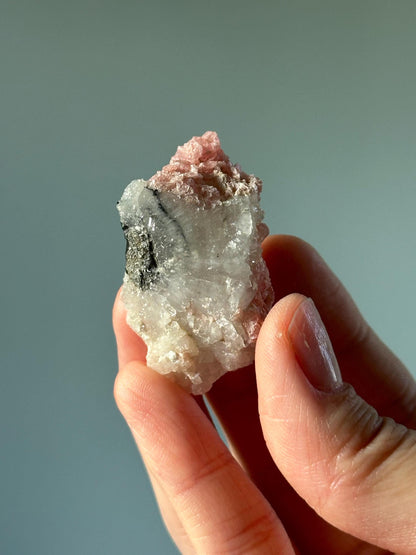 Rhodochrosite Petals on Quartz – Rare Specimen from Wutong Mine China, Pink Crystal Petals on Quartz, Collector Mineral Display
