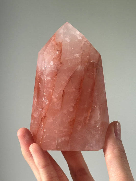 Rose Quartz with Fire Quartz Tower