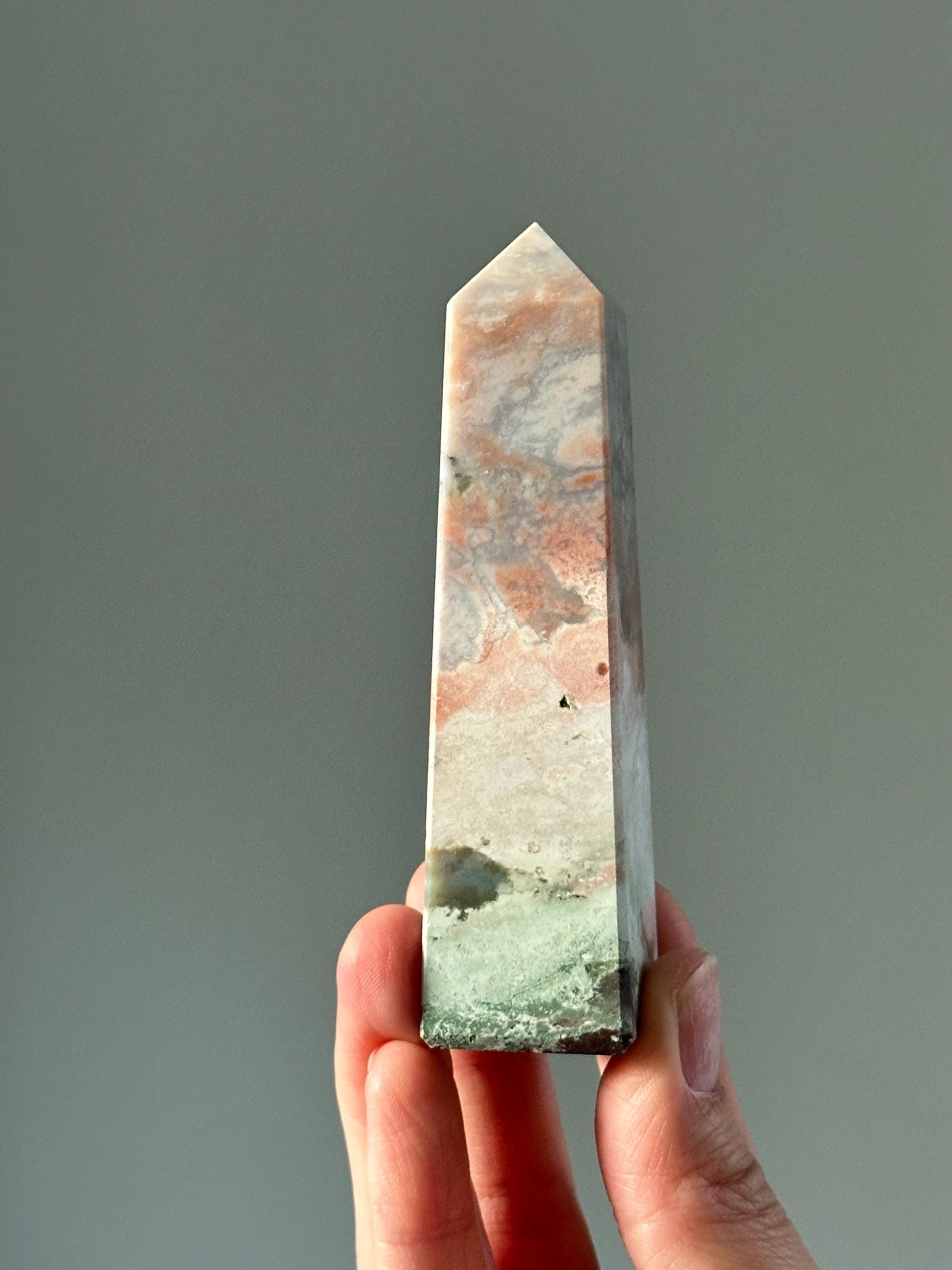 Unicorn Jasper Tower – Polished Crystal Point with Dreamy Swirls, Natural Soothing Gemstone for Grounding, and Spiritual Decor