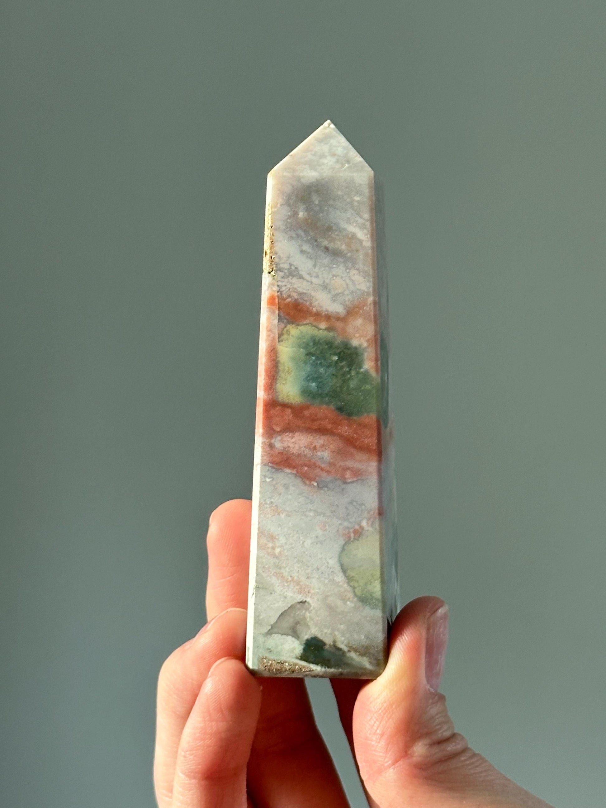 Unicorn Jasper Tower – Polished Crystal Point with Dreamy Swirls, Natural Soothing Gemstone for Grounding, and Spiritual Decor