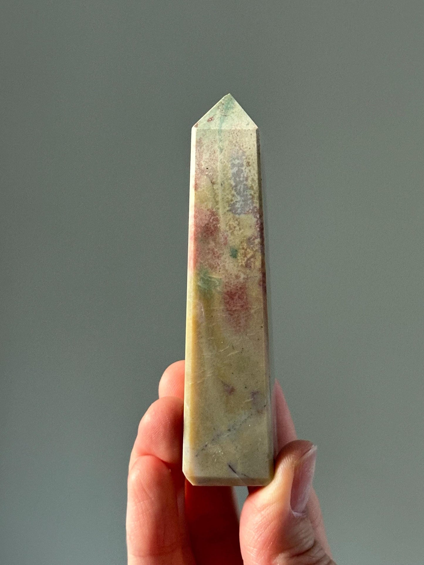 Unicorn Jasper Tower – Polished Crystal Point with Dreamy Swirls, Natural Soothing Gemstone for Grounding, and Spiritual Decor