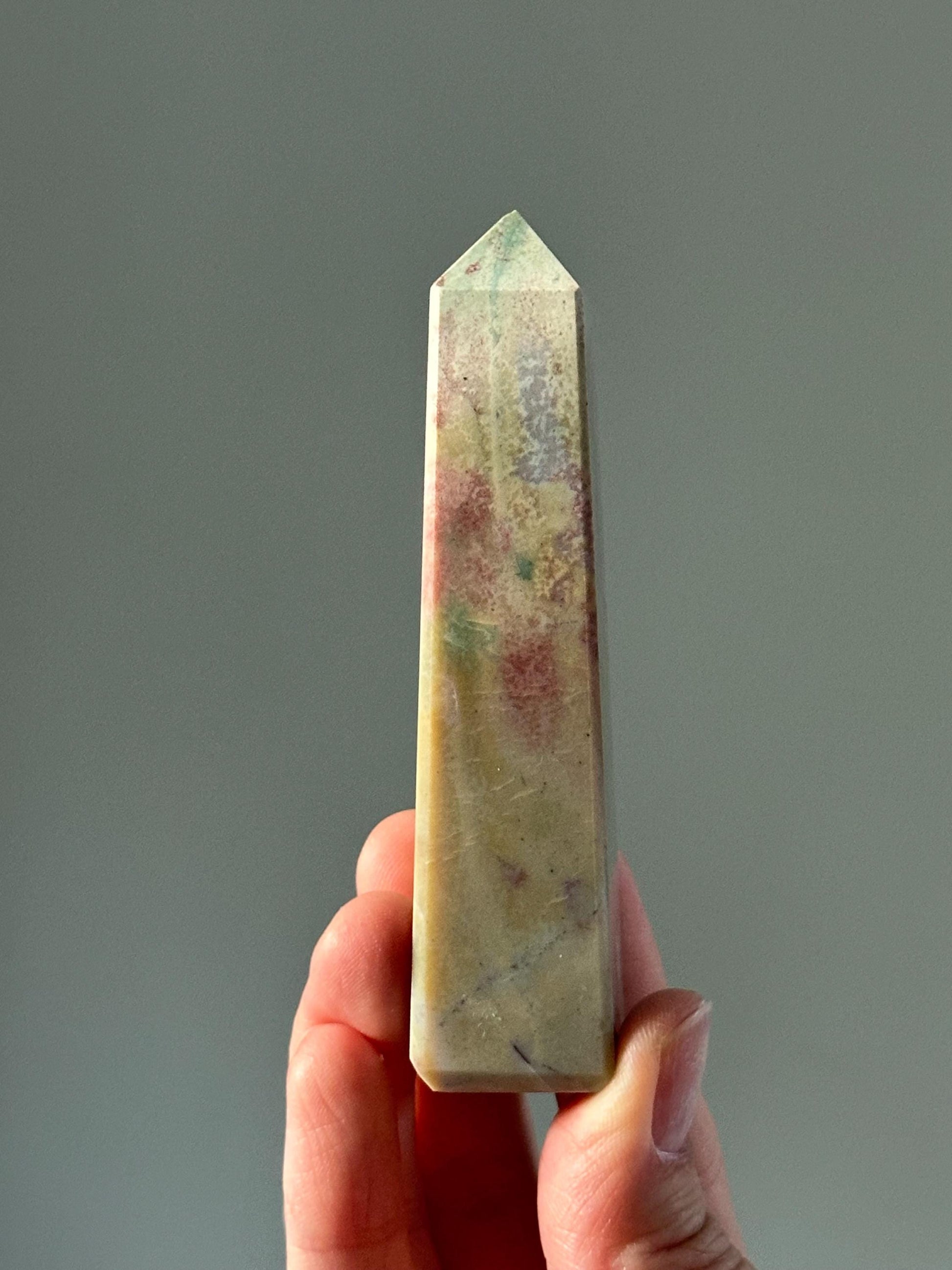 Unicorn Jasper Tower – Polished Crystal Point with Dreamy Swirls, Natural Soothing Gemstone for Grounding, and Spiritual Decor