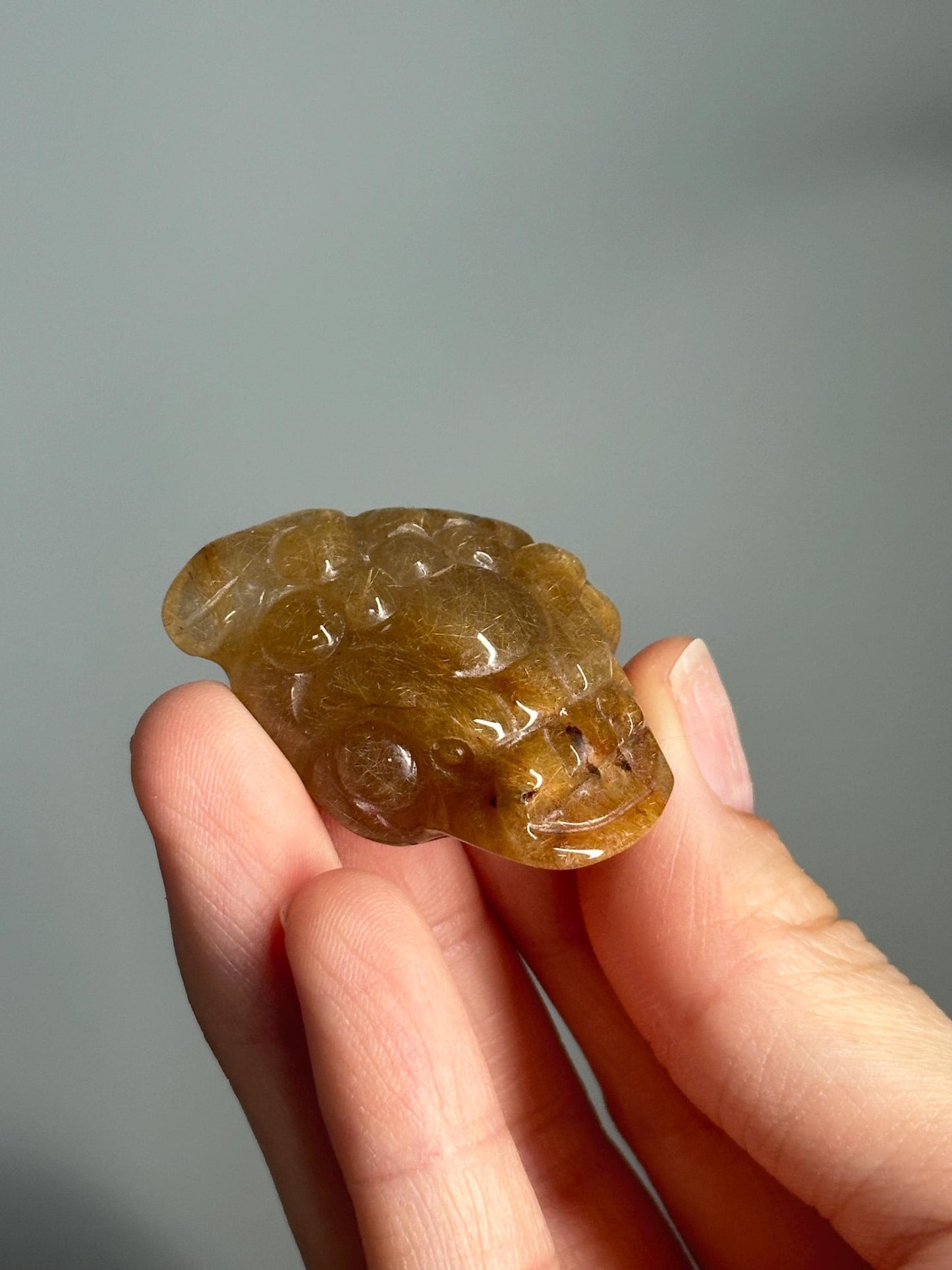 Golden Rutile Quartz Money Frog – Carved Crystal Wealth Toad, Natural Gemstone for Abundance, Feng Shui Decor, Prosperity and Luck Charm
