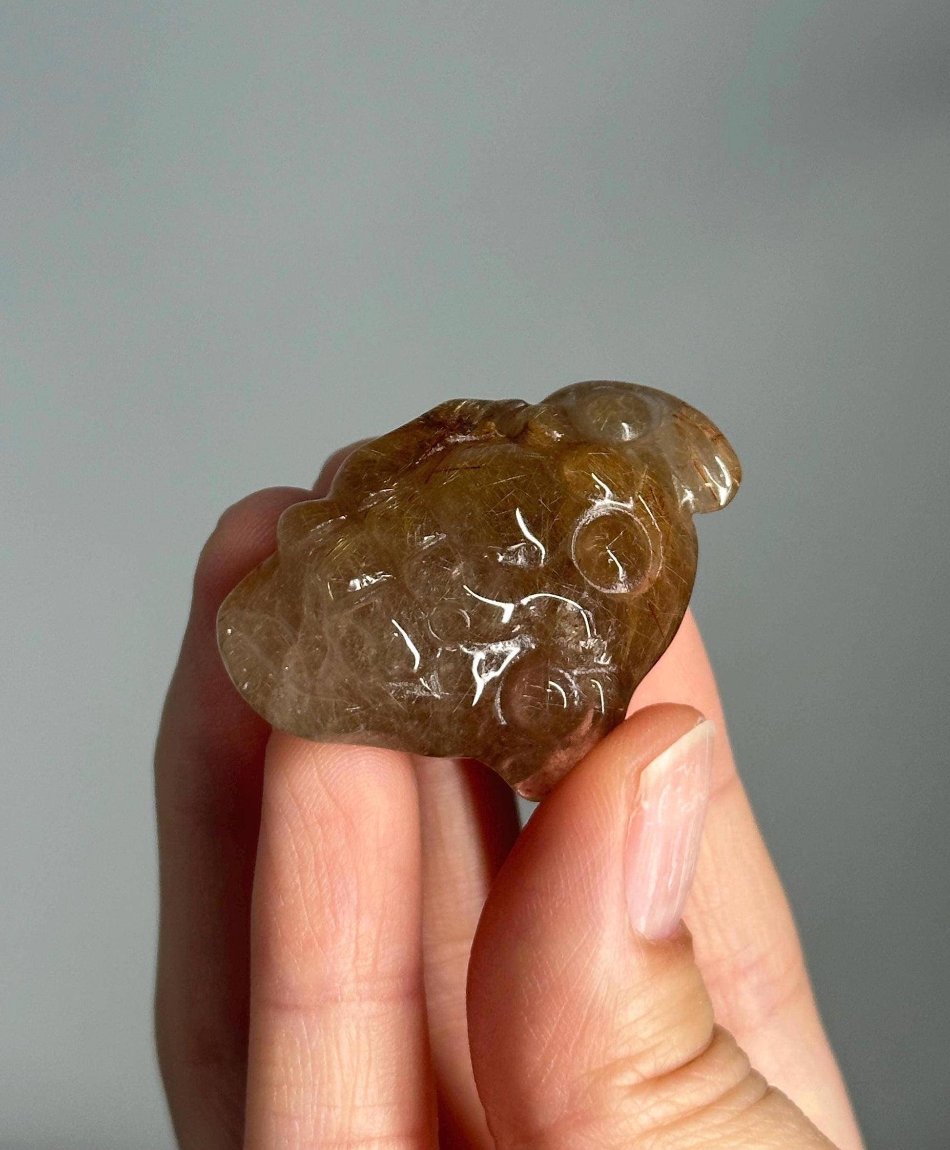 Golden Rutile Quartz Money Frog – Carved Crystal Wealth Toad, Natural Gemstone for Abundance, Feng Shui Decor, Prosperity and Luck Charm