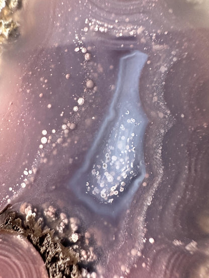 RARE Starry Night Agate | Polished Geode with Subtle Flake Patterns Resembling a Starry Sky | Unique Gem for Display or Collection